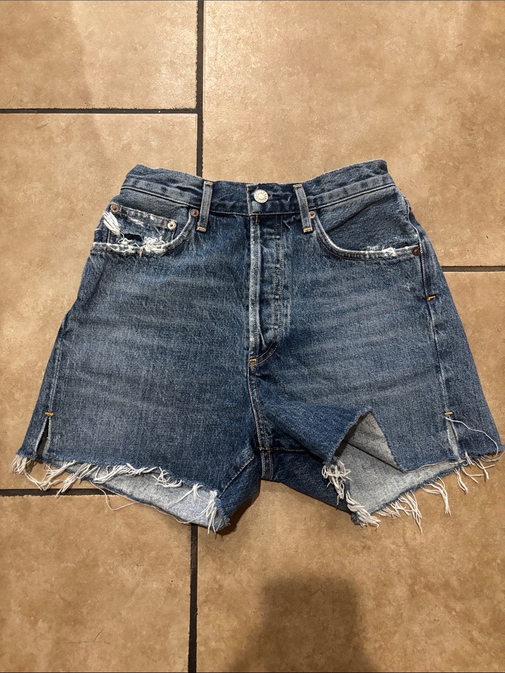 AGOLDE High Waisted Dee Short in Precision Denim Wash